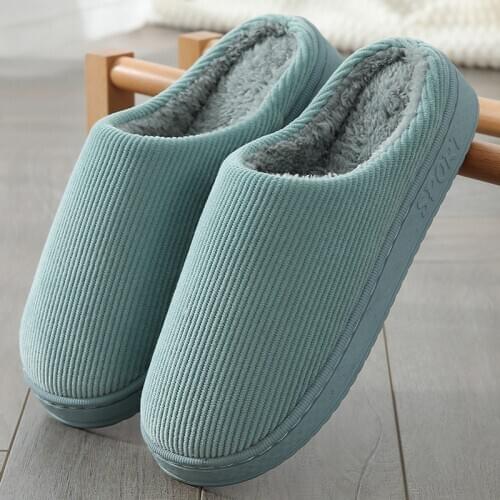 2021 Fashion Mens and Womens Home Cotton Slippers Winter Indoor Womens Shoes Warmth Thick-soled Non-slip Safety Floor Slipper