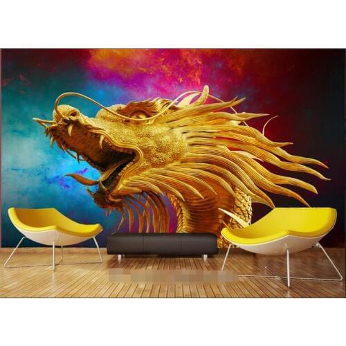 3d room wallpaper custom non-woven wall sticker 3d Golden dragon China background wall painting photo 3d wall murals wallpaper
