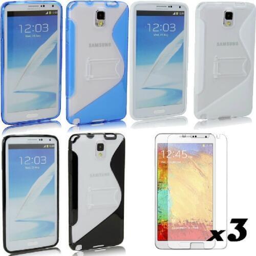 3XPC Gel TPU Stand Case Cover Skin+3pcs Film For Samsung Galaxy Note III/3 N9000 (1 lot =3case+3 films)