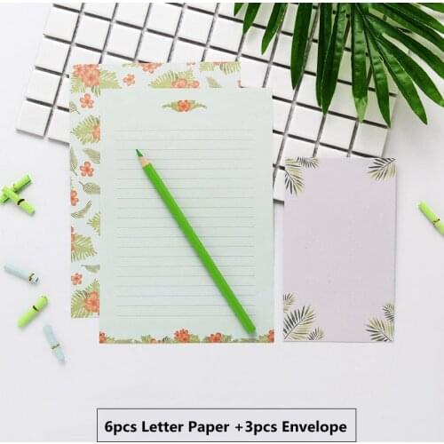 6pcs A5 Letter Writing Paper and 3pcs Letter Paper Envelope Set Lovely Flower Writing Stationery Envelopes Kit School Stationery
