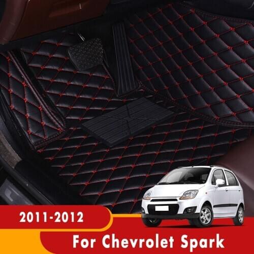 Custom Car Floor Mats For Chevrolet Spark 2012 2011 Leather Carpet Auto Interior Accessories Styling Foot Rug Floorliners Cover