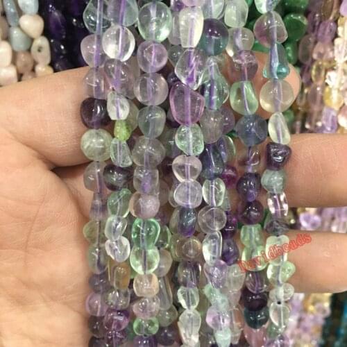 Free Shipping 6-8mm Irregular Colorful Fluorite Loose Beads Natural Shaped Stone Beads For Jewelry Making 15