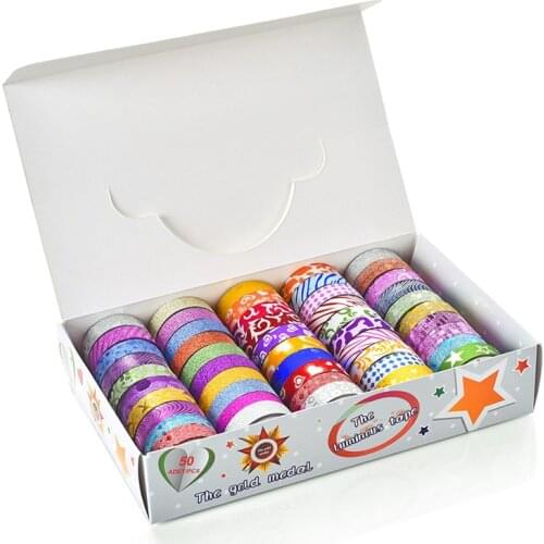 Abag=50PCS Chives glitter tapes Dividing Stickers border masking adhesive paper washi tape DIY Scrapbooking Hand account