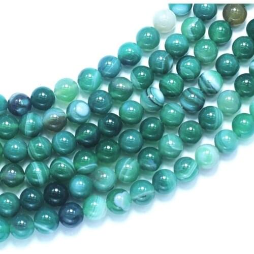 4/6/8/10MM Round Green Strip Stone Beads and Beads for Jewelry Making DIY Original Bracelet Necklace Jewelery Strand 15"
