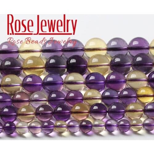 Natural Amethysts Citrines Quartz Crystal Beads Natural Round Stone Beads For Jewelry Making DIY Bracelet Necklace 6/8/10mm 15