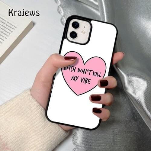 Krajews Bitch Dont Kill My Vibe Marble Quotes coque Phone Case for iPhone 12 mini 5 6S 7 8 PLUS X XS XR 11 PRO MAX SE 2020 Cover