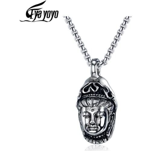 EyeYoYo Titanium Steel Three-Dimensional Carving Buddha Pendant Retro Exaggeration Religious Pendant Personality Stainless Steel