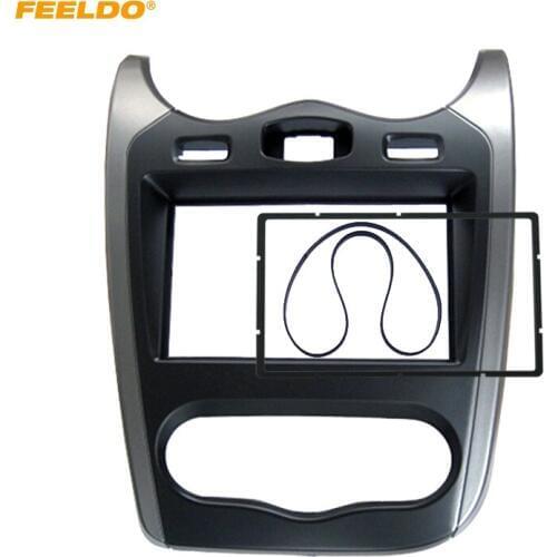 FEELDO Car 2 DIN Stereo Radio Fascia Plate Panel Frame For Renault Sandero 2013 Dash Installation Mount Kit #FD5211