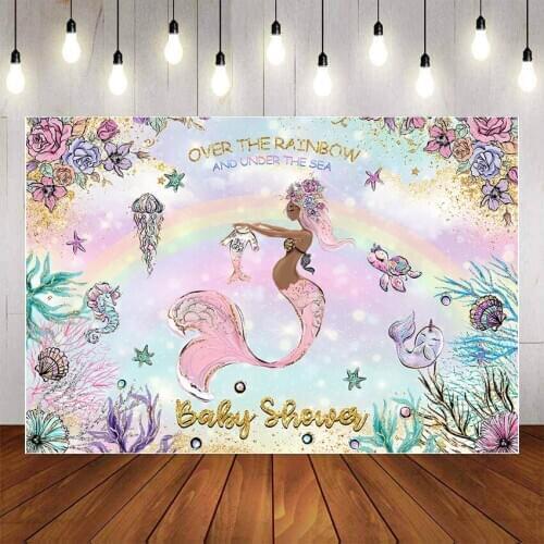 Mehofond Photography Background Mermaid Baby Shower Under The Sea Happy Birthday Party Princess Girl Decor Photo Studio Backdrop