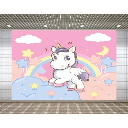 Background photography unicorn party rainbow star decoration birthday background