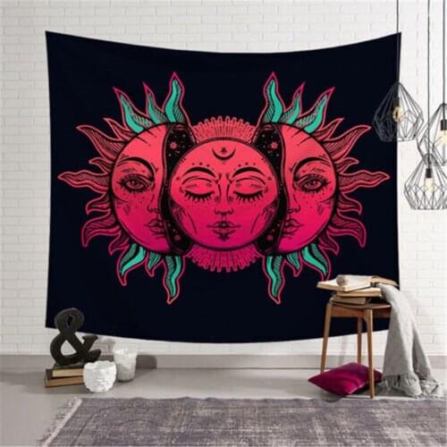 Sun Moon Palm Mandala Indian Tapestry Hippie Wall Hanging Bedspread Throw Cover Bohemian Beach Mat Home Decor 95x73cm Blanket