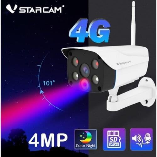 Vstarcam NEW 4G SIM Card IP Camera 4MP/3MP Wireless Outdoor Security Bullet Camera Color Night Vision CCTV Onvif Two Way Audio