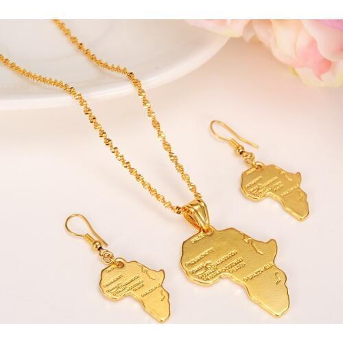 Bangrui Africa Map Jewelry set Necklace & Earrings Gold Color Map of African,Ethiopian/Nigeria/Sudan/Congo Necklace