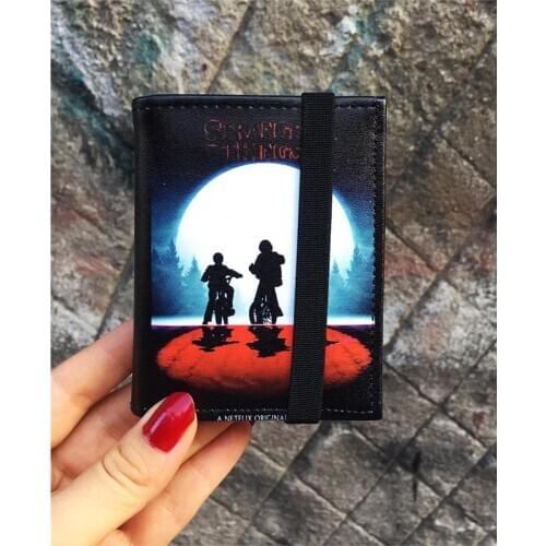 Stranger Things Red Moon Logo Card Holder PVC Card Women Wallet Clear Short Purse Mini Money Card Holder Unisex Zipper Wallets