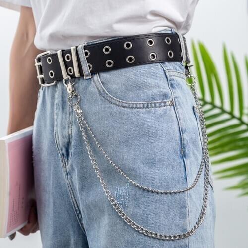 Punk belt ladies waist belts for women 2020 adjustable double eyelet pu leather ceinture femme rock hip hop jeans cintos gothic