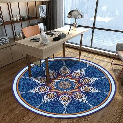 Round Carpet Retro Bohemian Bedroom Bedside Rugs Living Room Thick non-slip Carpets Anti Slip Floor Mat Home Decor