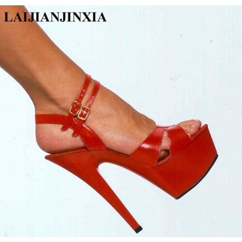 LAIJIANJINXIA New Sexy 15cm High-Heeled Sandals Nightclub Dance Shoes Pole Dancing Shoes Model High Heels Womens Party Shoes
