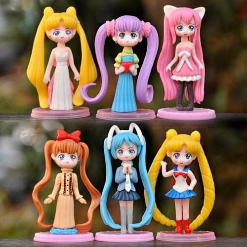 Cute Kawaii Girl PVC Anime Action Figures Mini Q Version Dolls Decoration Toy Collectible Model Kids Toys Gift Dropshipping