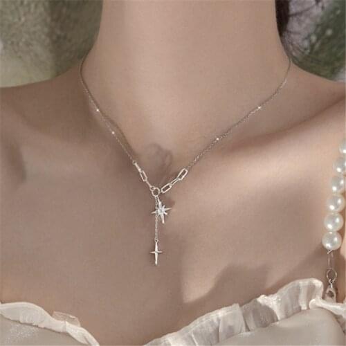 925 Sterling Silver Cross Charm Pendent Necklace For Women Girls Party Wedding Birthday Jewelry Choker dz153