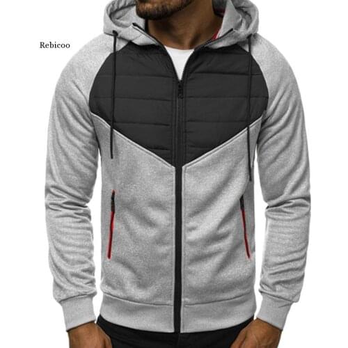 Mens Hoodies Sweatshirts New Casual Slim Zipper Hooded Sweatshirt Men Full Sleeve Patchwork Oversized Hoodie Men Cardigan
