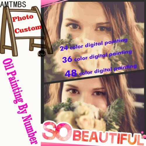 AMTMBS 24/36/48 Colors Personality Photo custom painting by numbers Picture Drawing Coloring Paintings By Numbers