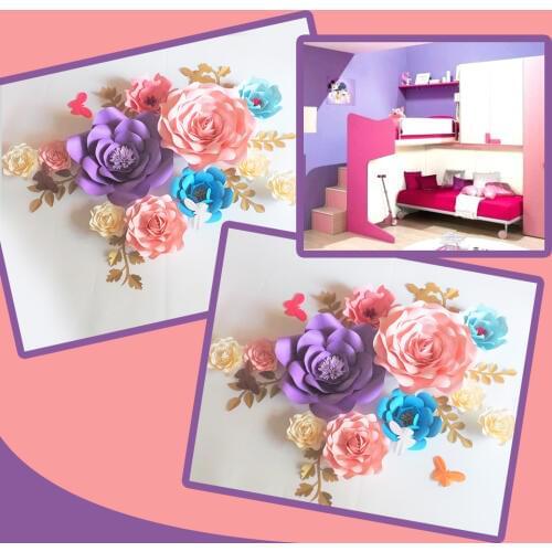 Mix DIY Half Made Giant Paper Flowers 11PCS+Leaves 6PCS+Butterflies 5PCS Wedding & Event Backdrop Baby Nursery Video Tutorials