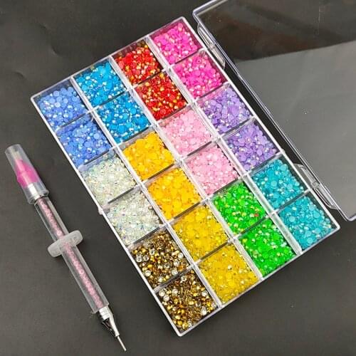 4mm Resin Nail Art Rhinestones Set Horse Eye Flat Back Jelly AB Resin Rhinestone For Jewelry Decorative Glue on Crystals