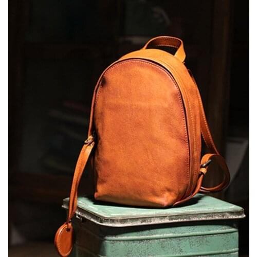 Original new trend wild fashion womens backpack large-capacity first layer cowhide handmade soft leather ladies backpack
