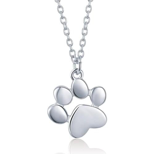 Genuine 925 sterling silver cat and dog footprint pendant necklace fit women necklace original jewelry birthday gift