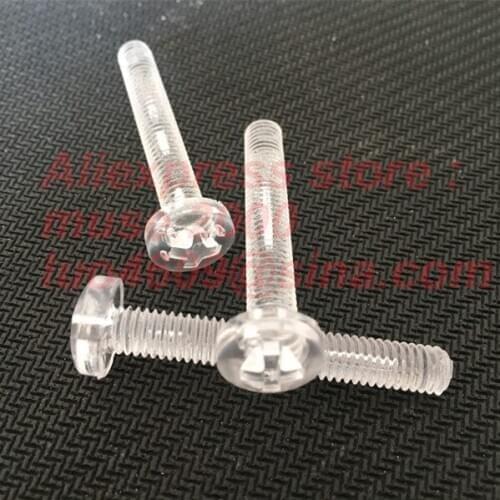 M6* 12 16 20 25 30 35 40 50mm Plastic screw,Transparent clear M6 Bolts,Round Head slotted drive,acrylic PC LED Lighting screw