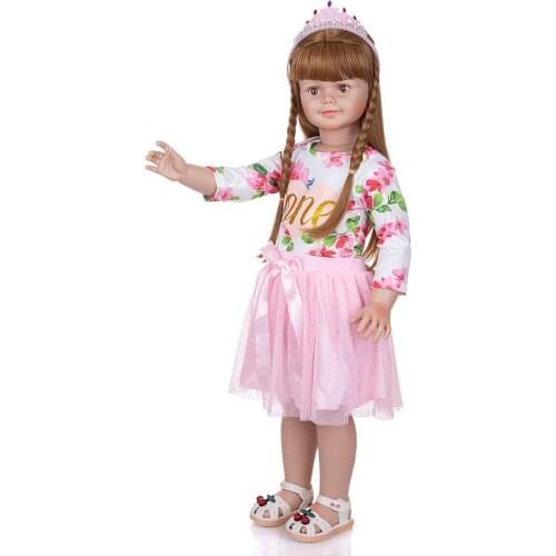 Full Silicone Cute 83 CM Stand Toddler Baby Doll Lifelike Girl bebe reborn Dressed Up Handmade Reborn Baby Dolls Collection Toy