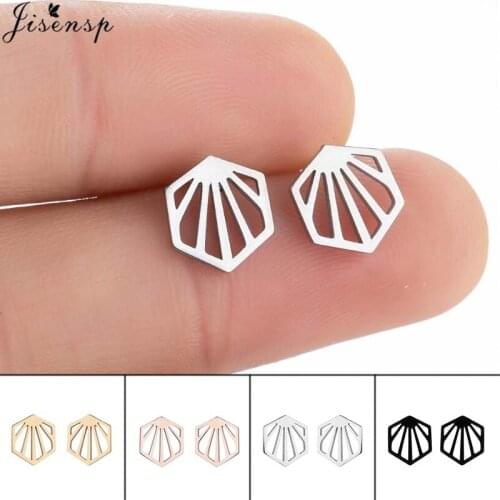 Jisensp Simple Creative Geometric Trianlge Stainless Steel Earrings Hollow Sunshine Stud Earrings Bohemian Jewelry for Women Kid