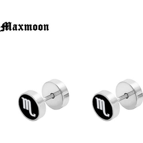 Maxmoon EarringsZodiac Ear Stud Earrings Jewelry Women Men Korea Pop Fashion Charm Statement Accessories