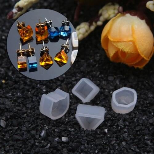 55KA 8 Pair/set UV Resin Silicone Molds DIY Crystal Epoxy Mold Small Earrings Stud Making Mould