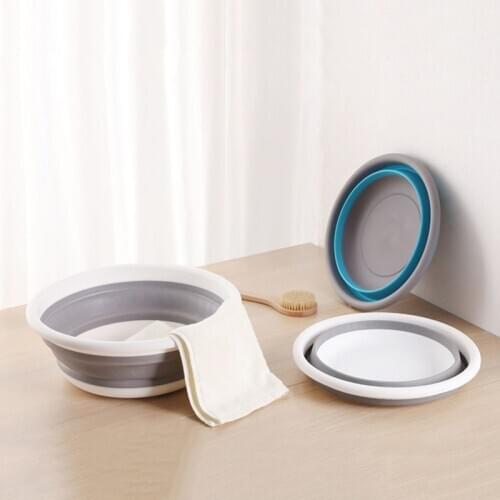 5L Folding Silicone Washbasin Toy Clothing Storage Basin Bathroom High Capacity Kitchen Supplies Fruit Vegetable Cleaning Basins