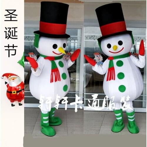 Funny White Snowman Snow Man Mascot Costume Mascotte Adult With Large Hat Halloween Christmas New Year Cosplay Apparel