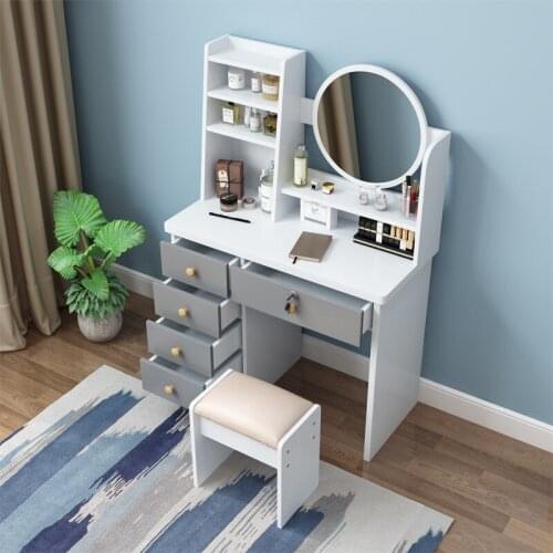 Dressing Table with Mirror Makeup Vanity Table Bedroom Dresser Set with Dressing Stool Home Furniture Dressers