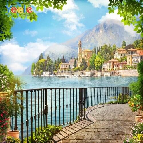 Spring Lake Mountain Town Nature Scene Photography Backdrops Vinyl Photographic Background For Photo Studio Photophone Photozone