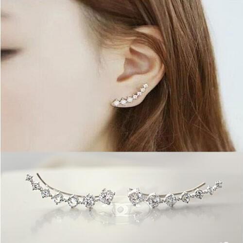 925 pure silver stud earring fashion boring one piece earrings accessories elegant fresh female gift ear hook