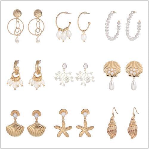 JURAN New Maxi Vintage Simulated Pearl Drop Earrings Women Punk Metal Big Statement Wholesale Factory Jewelry Ear Accessories