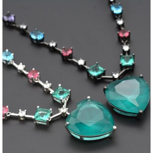 High Quality 925 Sterling Silver Top Ladies Gift Zircon Heart Shaped Necklace Pendant Design Boutique Colorful CZ Glitter