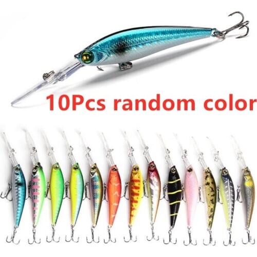 10Pcs Fishing Lures Shallow Deep Diving Swimbait Fishing Wobble Multi Jointed Hard Baits for Bass Trout Freshwater and Saltwater
