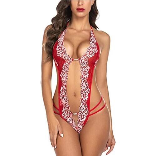 2020 Women Sexy Lingerie Hot Erotic Porn Lace One-Piece Backless Sex Babydoll Halter Porno Lenceria Open Bra Nighties Sleepwear