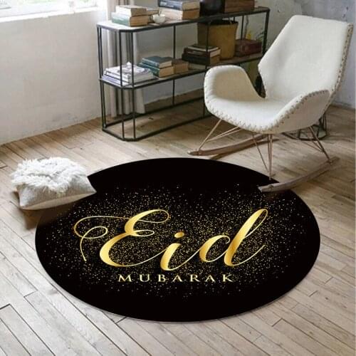 2021 Middle East Muslim Eid Festival Home Decoration Carpet Black with Gold Fashionable Floor Rugs Round tapetes de sala T653
