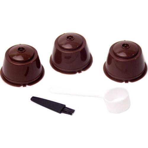 3PCS/Set Reusable Coffee Capsule Filter Cup for Nescafe Dolce Gusto Refillable Caps Spoon Brush Filter Baskets Pod Soft Taste