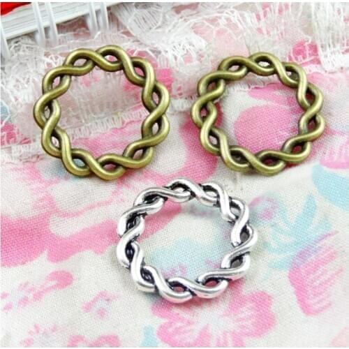 50pcs 20MM Antique Bronze Plated Antique Silver Plated Circle Charms DIY Jewelry Making Pendants