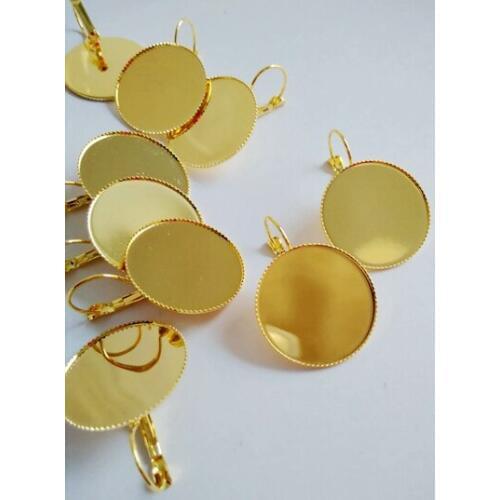 500pcs Fit 18mm Cameo Glass Cabochon Gold Plated Bezel French Lever Blank Back Earring Base For DIY Jewellry Findings CFS153
