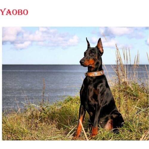 Diy Diamond Painting Cross Stitch Doberman Pinscher 5D Full Square round drill Resin Diamond Embroidery Mosaic 3d Needlework