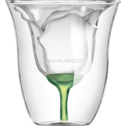 Bodum Design Rose Shape Double Wall Copo Gafas Vetro Bilayer Wine Glass Cocktail Flip Liquor Cup Vaso Household Bar Lover Gift