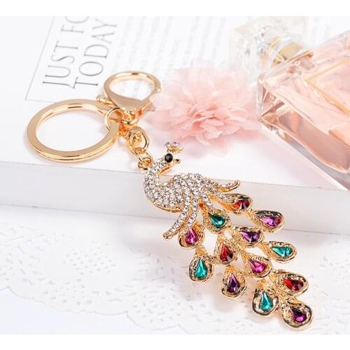Keychain Beautiful Peacock Rhinestone Keychains for Women Car Key Chain New Fashion Jewelry Gift Accessories Llavero Para Coche